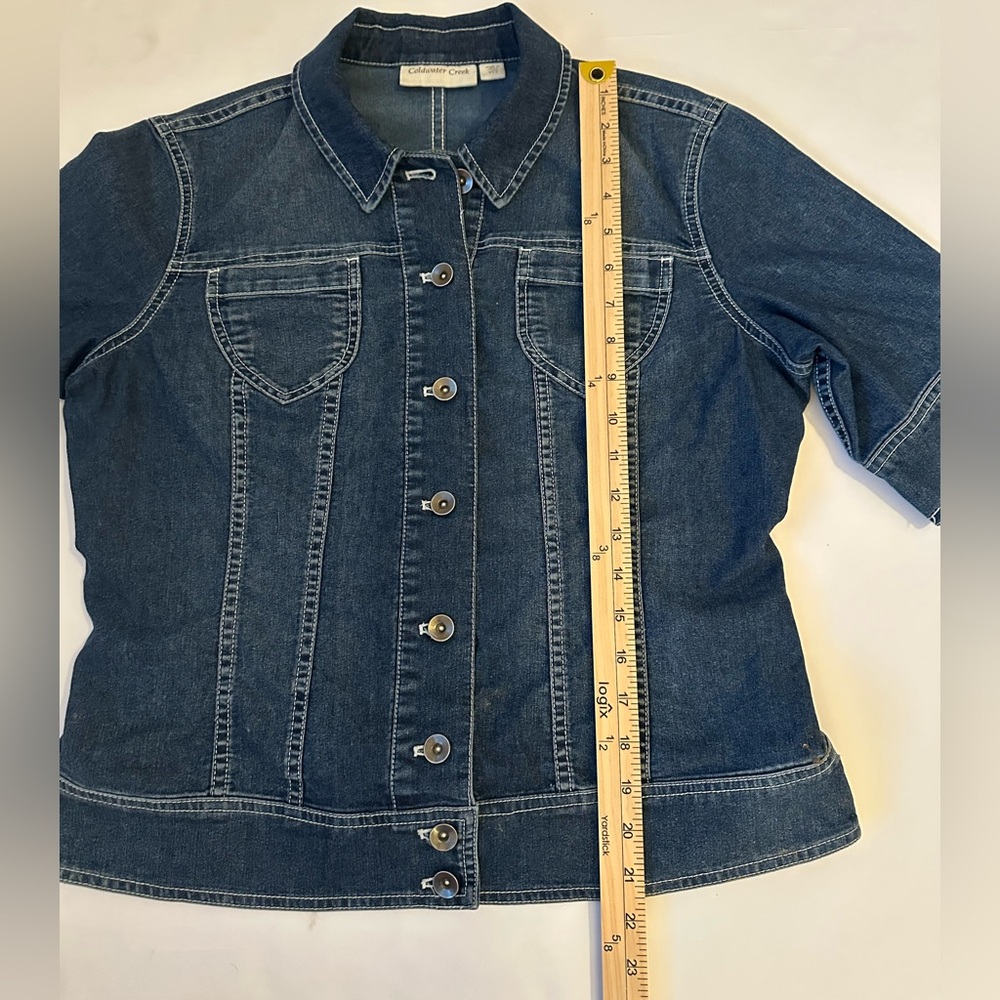 Coldwater Creek  Women’s Dark Blue Short sleeve Denim Shirt Jacket 12P - Picture 4 of 8